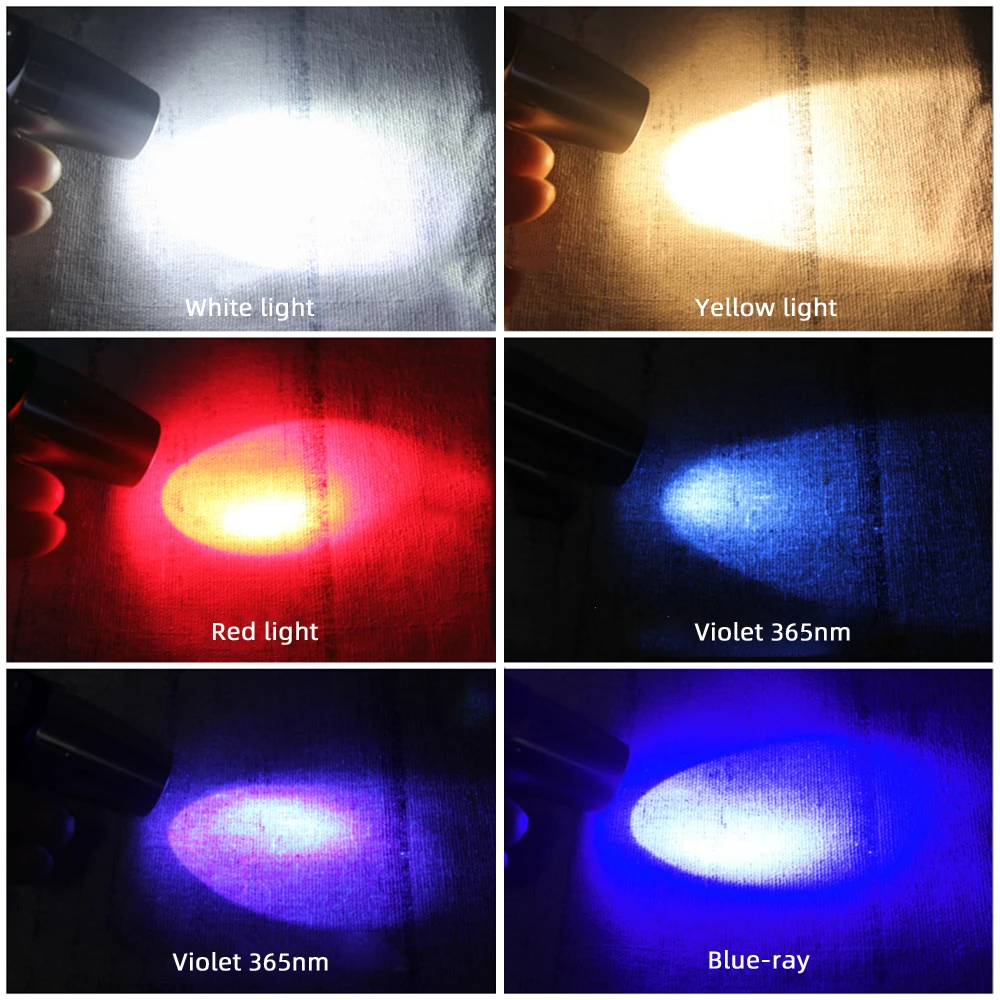 Linterna de identificación de Jade de doble cabeza, linterna LED recargable de 365/395NM, lámpara de seis fuentes de luz, Detector de gemas de