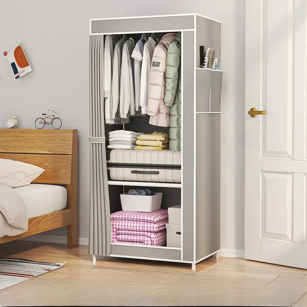 Armario a prueba de polvo, armarios de tela de pie, armario organizador plegable multicapa, muebles de almacenamiento para dormitorio de gran capacidad