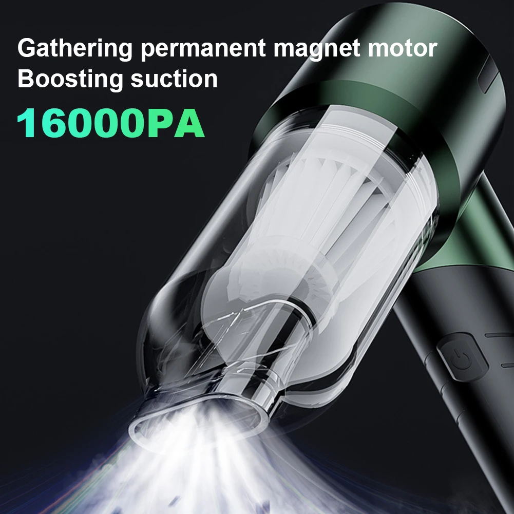 16000Pa Cordless Handheld Vacuum Cleaner Dual Use USB Rechargeable Air Duster Portable Handheld Dust Cleaner for Household Auto