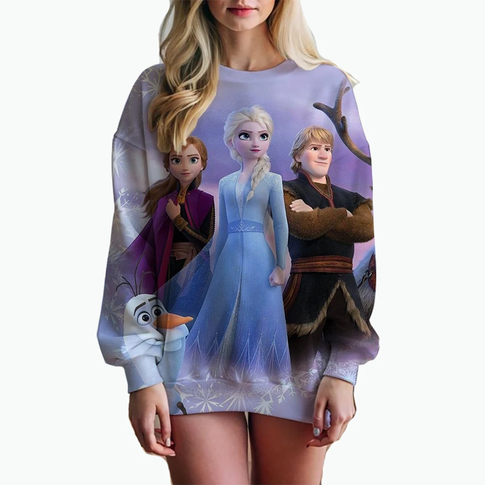 Women\'s Long Sleeve Sweatshirts Disney Princess O Neck High Quality Kawaii Youthful Woman Clothes New S-3XL Lovely Streetwear