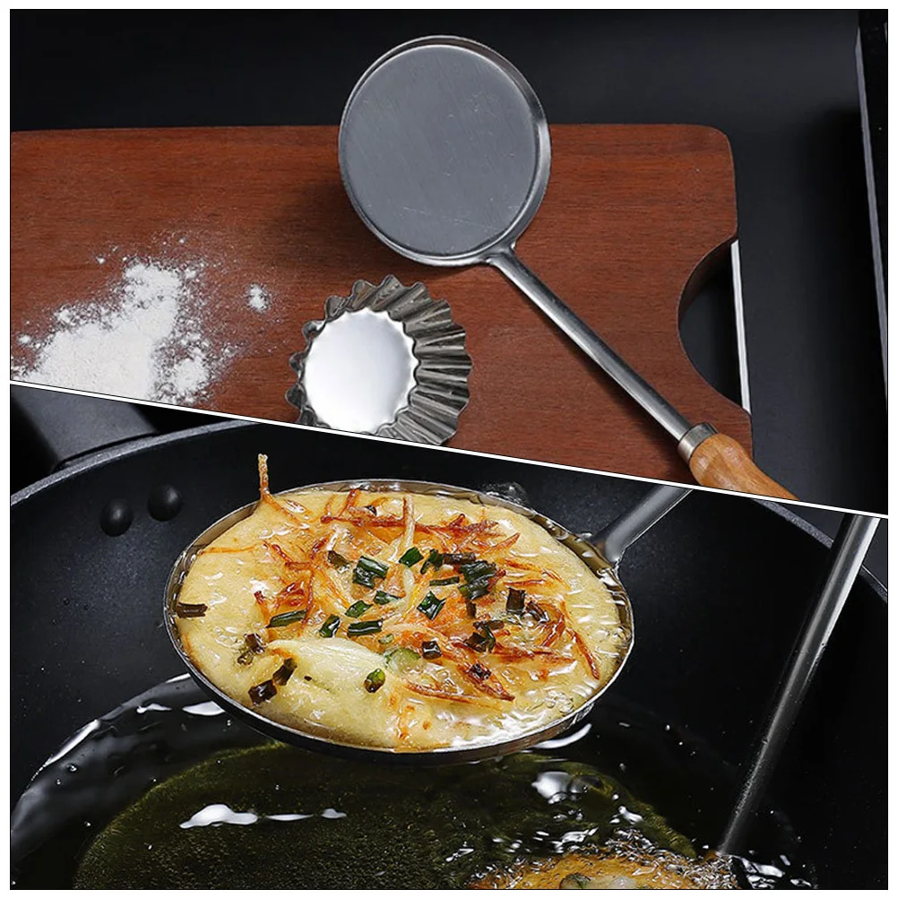 

Oil Dumpling Mold Stainless Steel Flat Frying Spoon Long Handle Non-Rust Kitchenware Fryer Spoon Cooking Tools