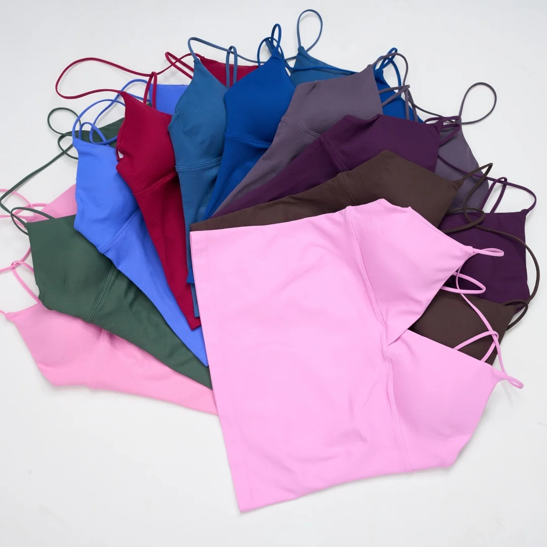 Top deportivo largo Vision Twist para mujer, con relleno, sin espalda, para yoga, fitness, camisola sexy para correr, top deportivo de alto impacto.