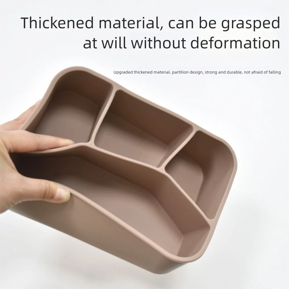 

4 Grids Silicone Divided Lunch Box Fresh-keeping Leak-proof Food Storage Container Portable Microwave Safe Snack Box Kids Gift