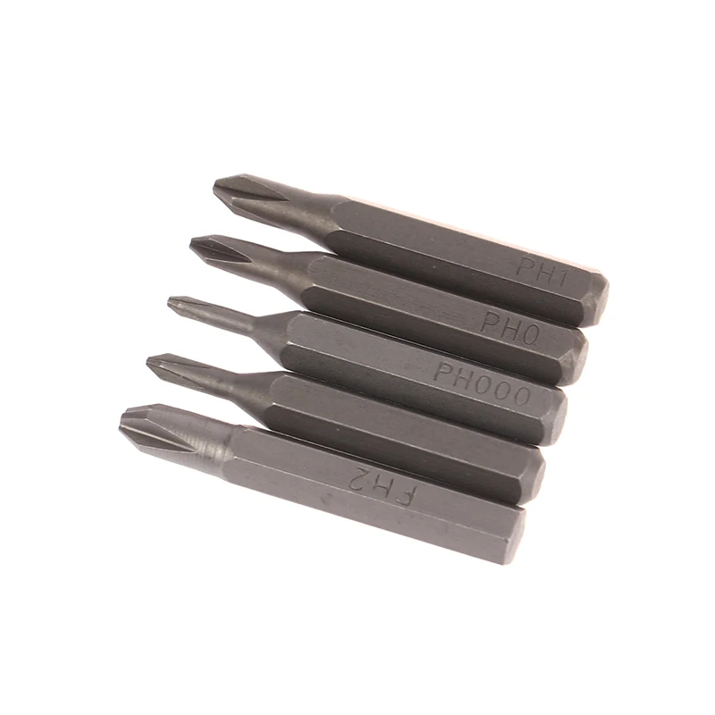 5Pcs H4×28mm Cross Screwdriver Bits PH0000 PH000 PH00 PH0 PH1 PH2 4mm Hex Shank Professional Screwdriver Set Tools