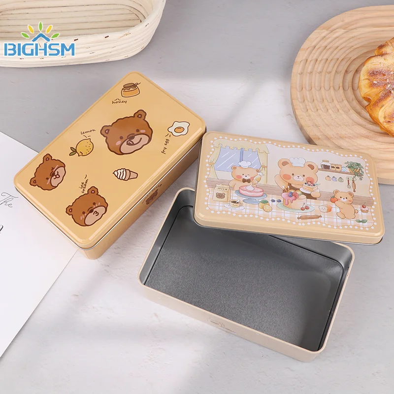 Caja rectangular de hojalata navideña, cajas de almacenamiento de regalo, caja vacía para galletas y dulces, regalo de fiesta de Navidad, estuche organizador de artículos diversos, 1 ud.