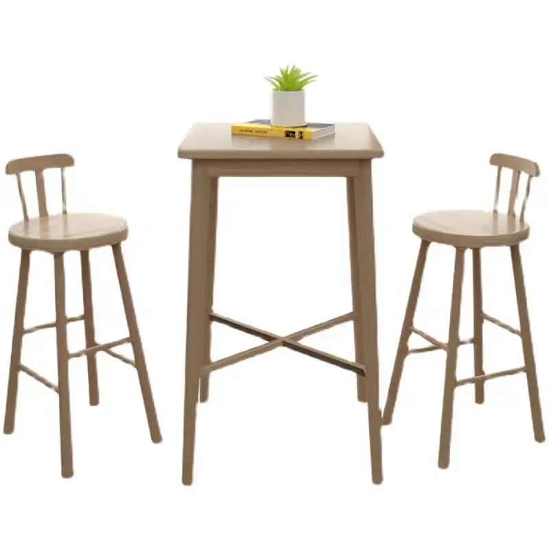 

Modern teak solid wood adjustable height bar stool for hotels, living rooms, parks, bars, terraces
