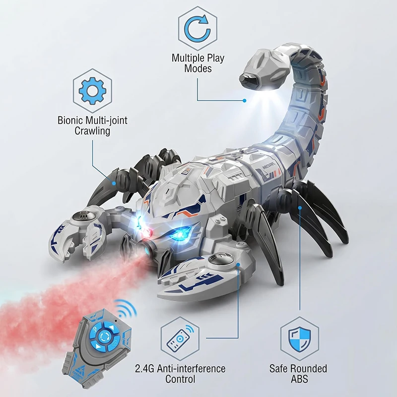 2.4G Spray Remote Control Robots Scorpion - Rc Animal Toys with Lights & Sound -Easter Christmas Birthday Gifts for Boys Adults