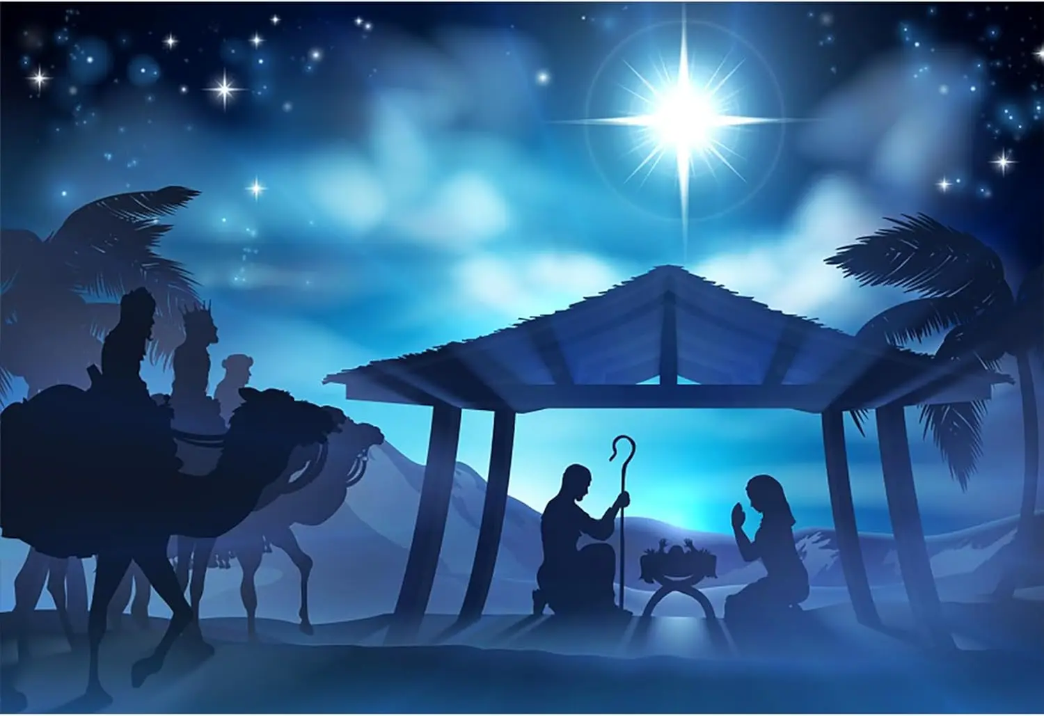 Christmas Nativity Three Kings Desert Camel Bethlehem star Holy Night jesus birthday party photo background photography backdrop
