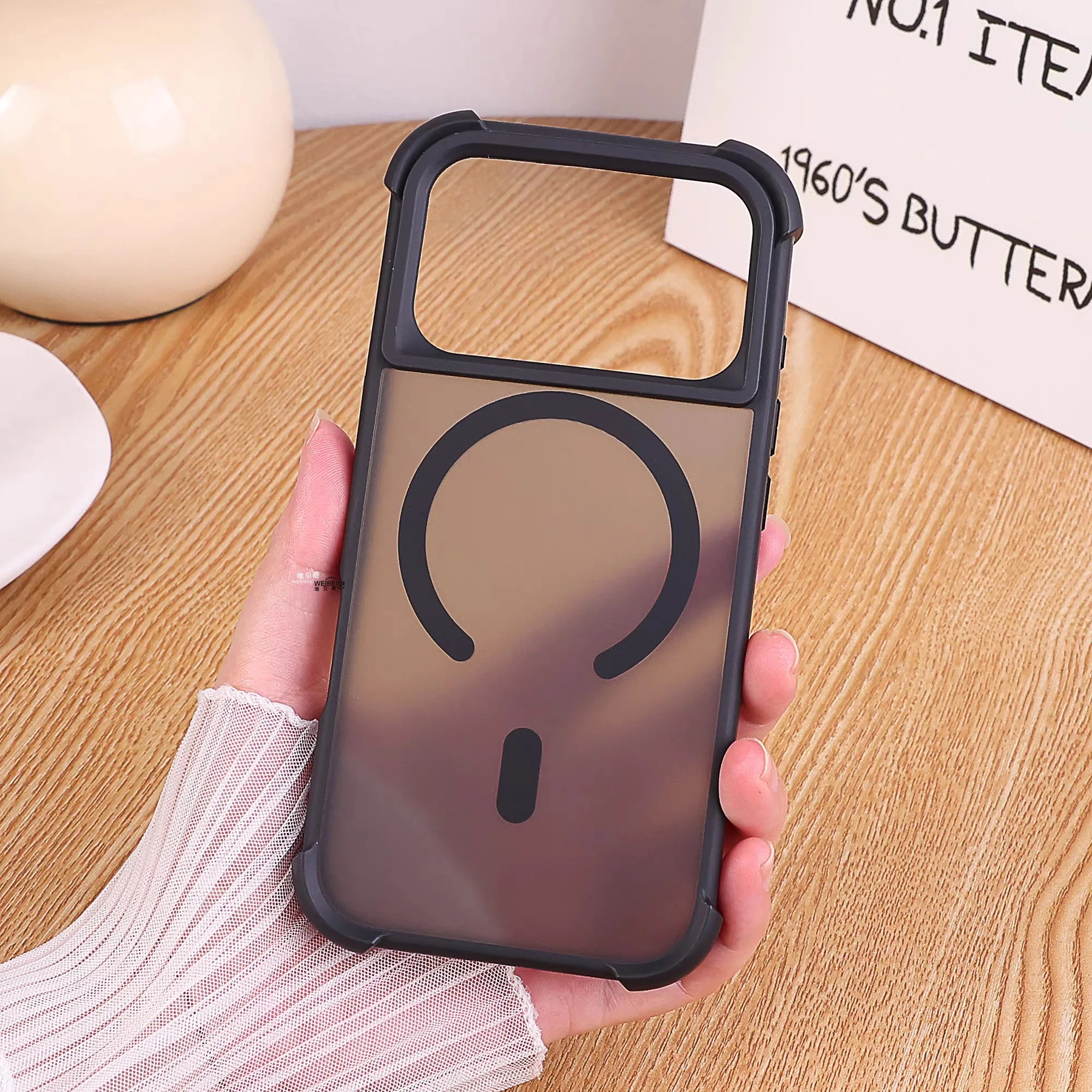 17 ProMax شريط للرسغ الحبل المغناطيسي آيفون 12 13 14 15 16 برو ماكس زائد 17 الهواء أربعة ركن وسادة هوائية غطاء ل Magsafe