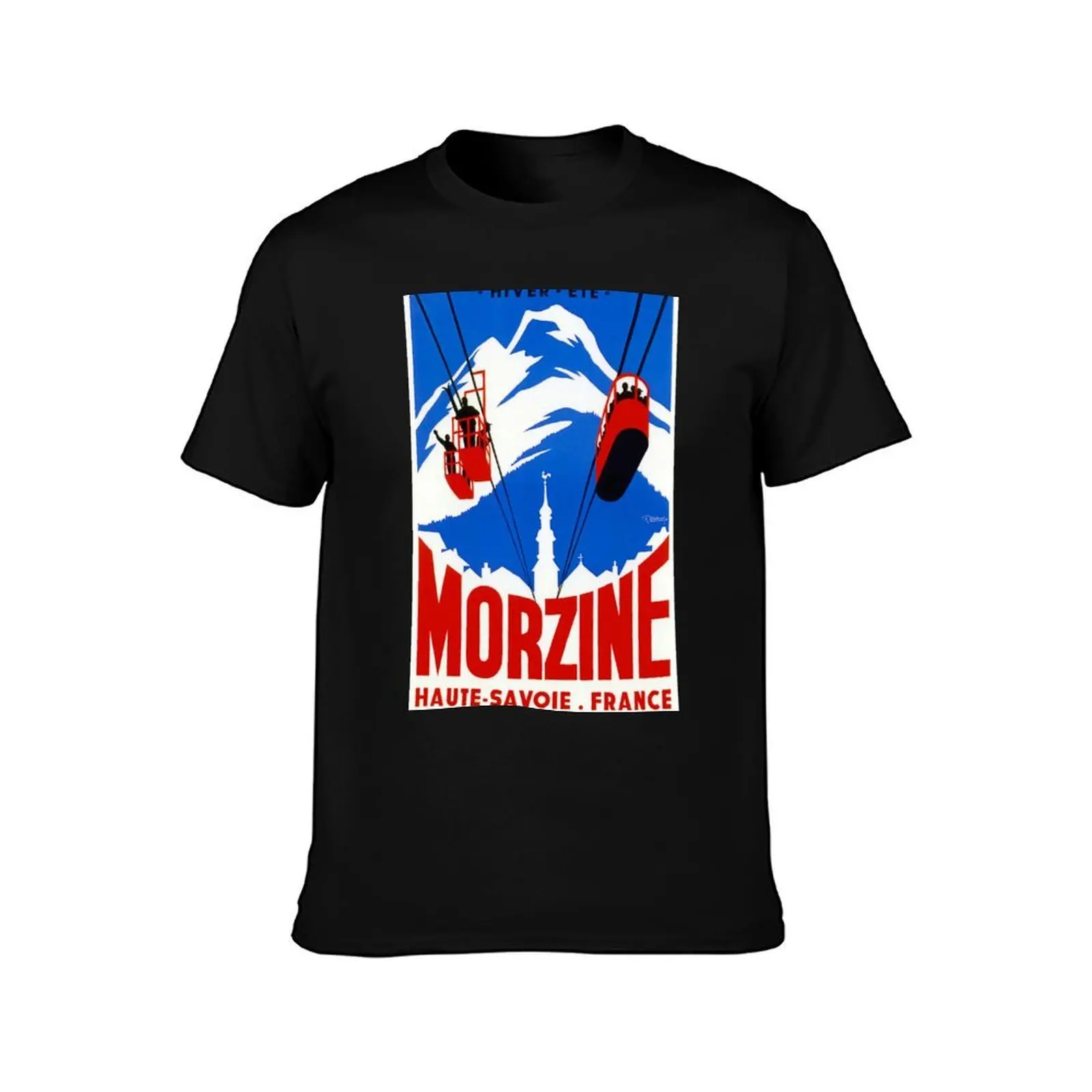 Vintage French Alps Gondola Winter sport ski ad T-Shirt UV Protection Outdoor Tee Shirt T-Shirt