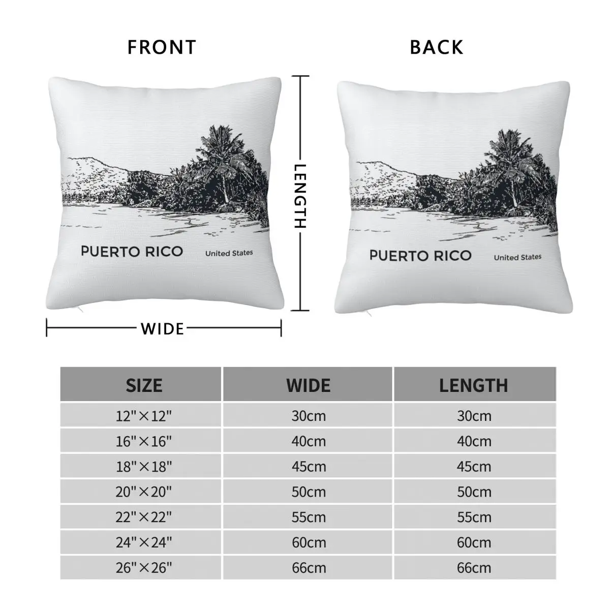 Puerto Rico States Square Pillowcase Polyester Linen Velvet Pattern Zip Decor Throw Pillow Case Home Cushion Cover 45x45