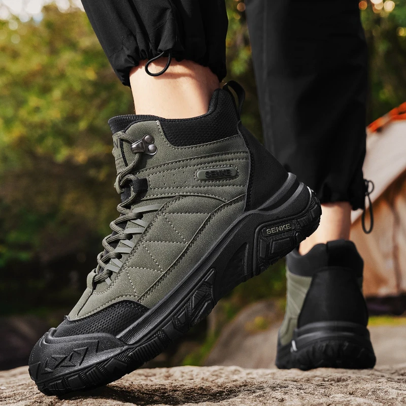 

Outdoor Hiking Shoes Sporty Leather Surface Trendy Motorcycle Casual Men's Large-sized Leather Surface Flat Lace-up Shoes