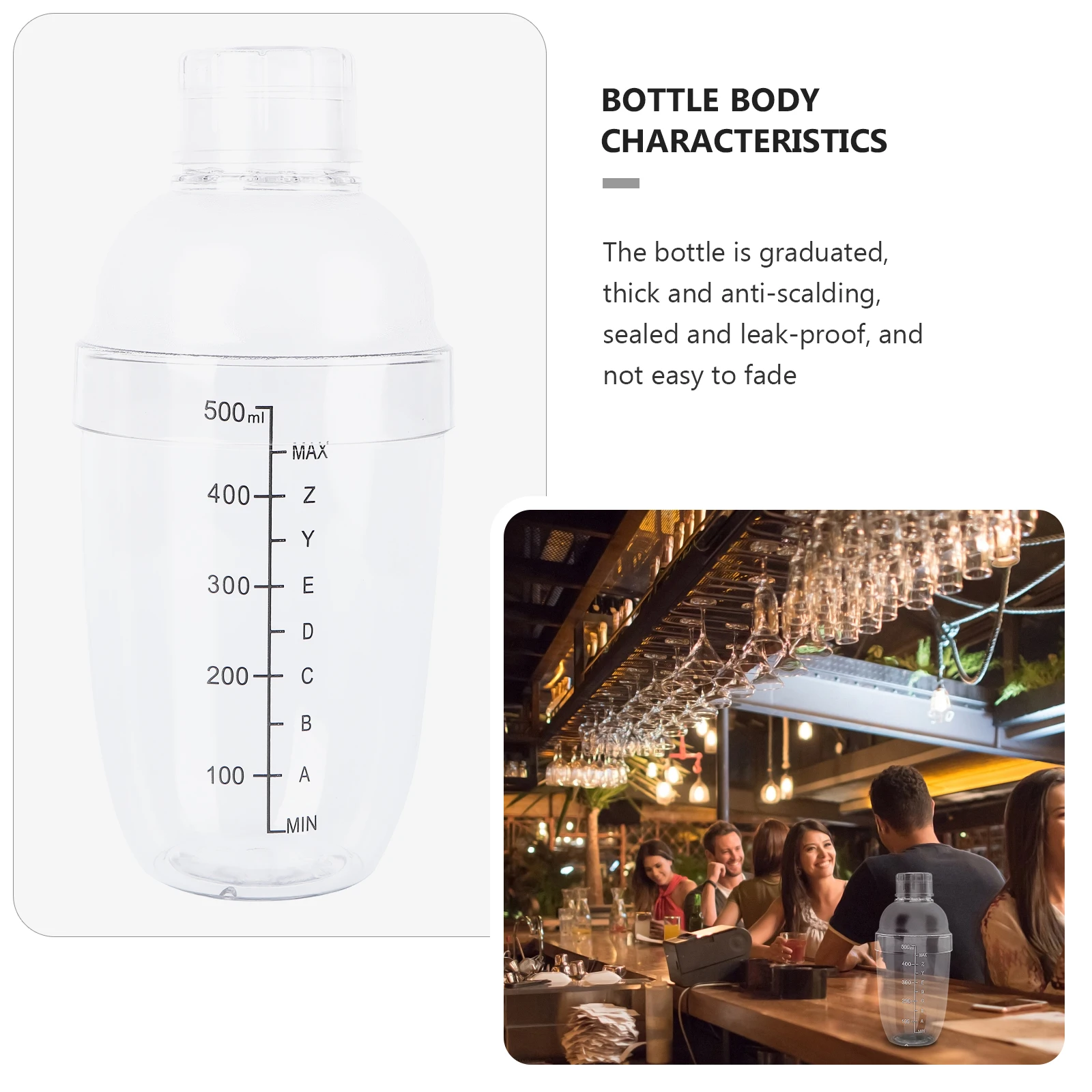 

530Ml Pc Resin Transparent Hand Shaker Anti-Fall Mixing Cup Milk Tea Bottle Antifreeze Anti-Scalding Wine Shaker Heat
