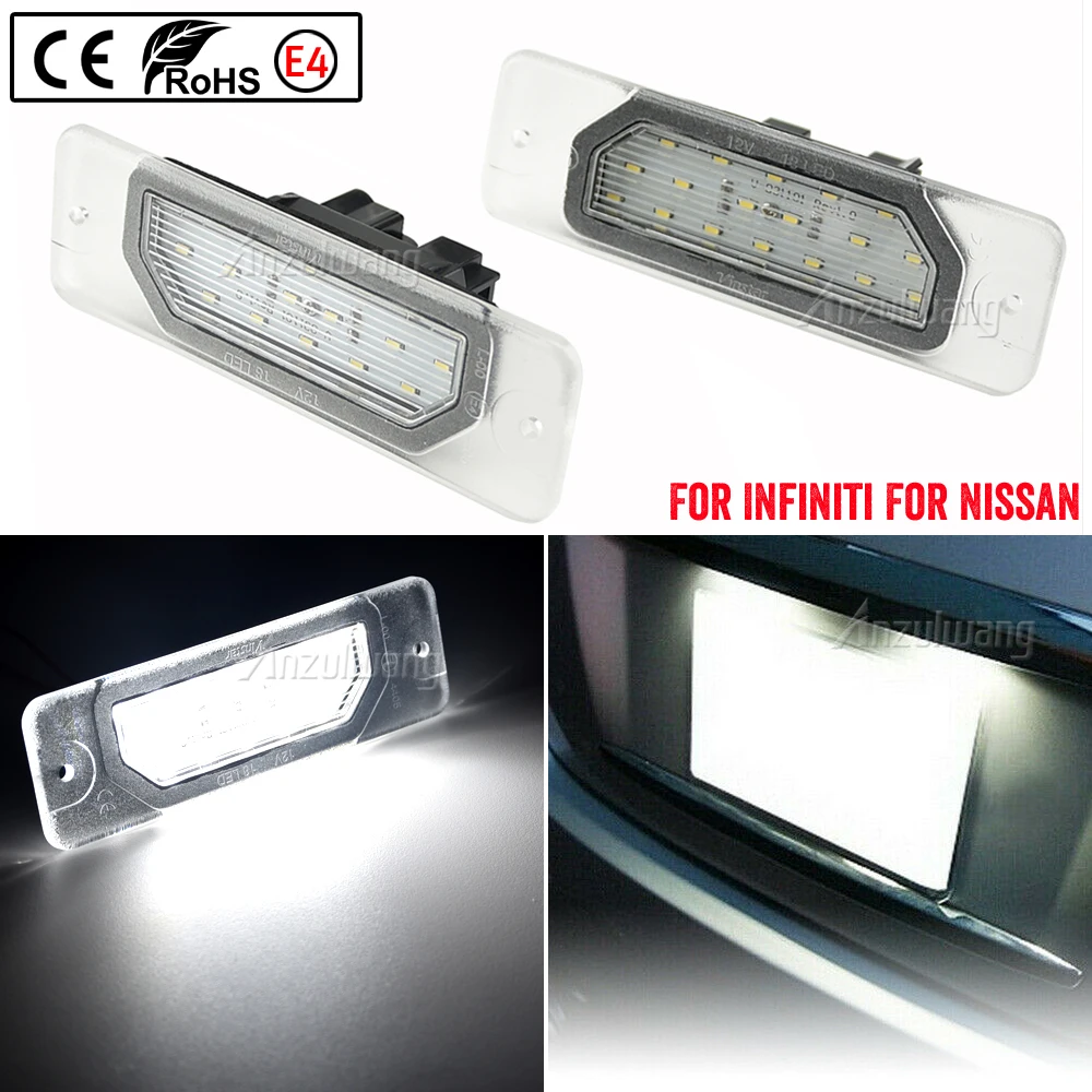 2X Auto Car 18Led License Plate Light Number Lights Lamp For Nissan CEFIRO A33 99-03 Fuga 09- Led Tail Back Lamps Direct Replace