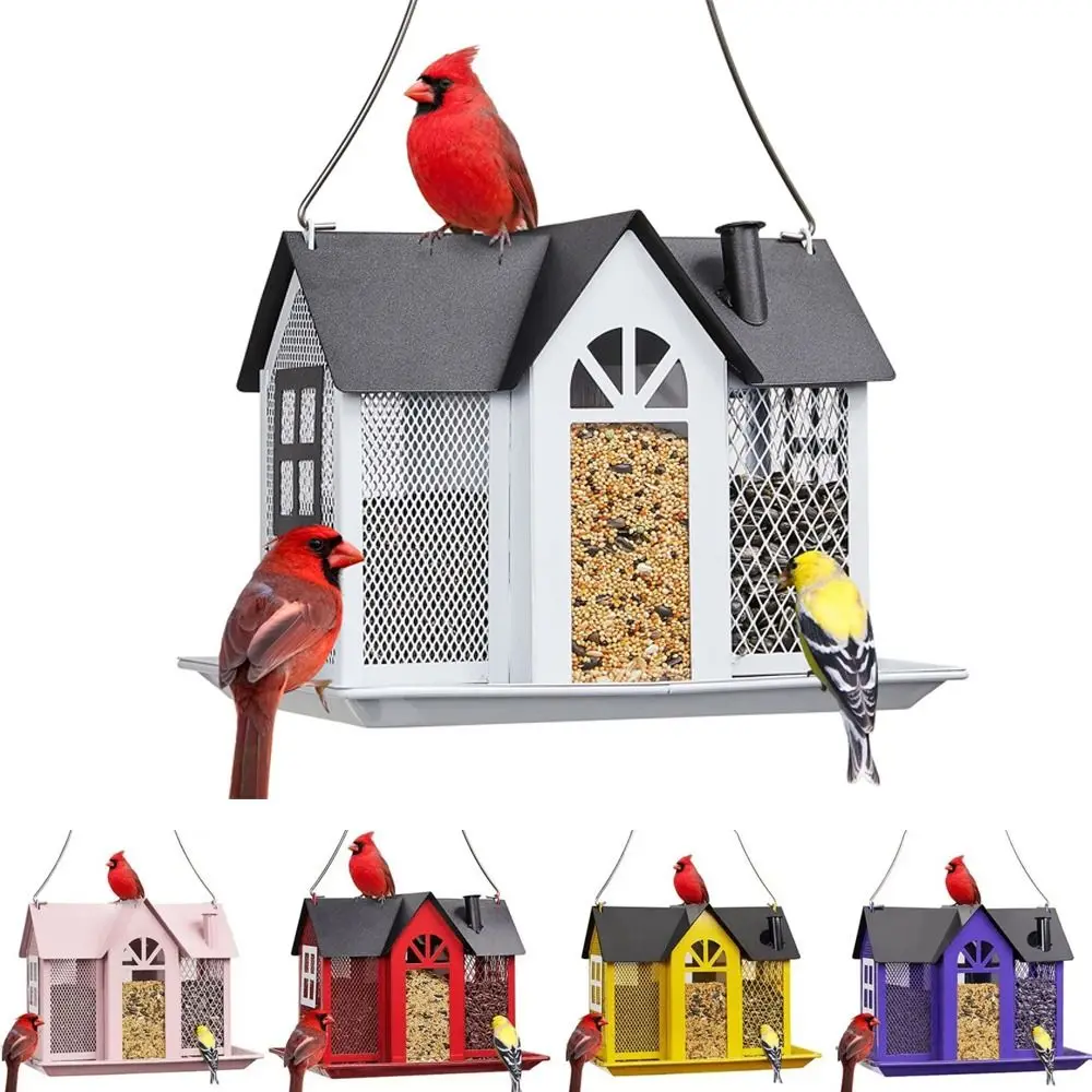 

Новая подвесная кормушка для птиц на улицу, большая вместимость, всепогодная, прочная металлическая сетка, для диких птиц, для улицы