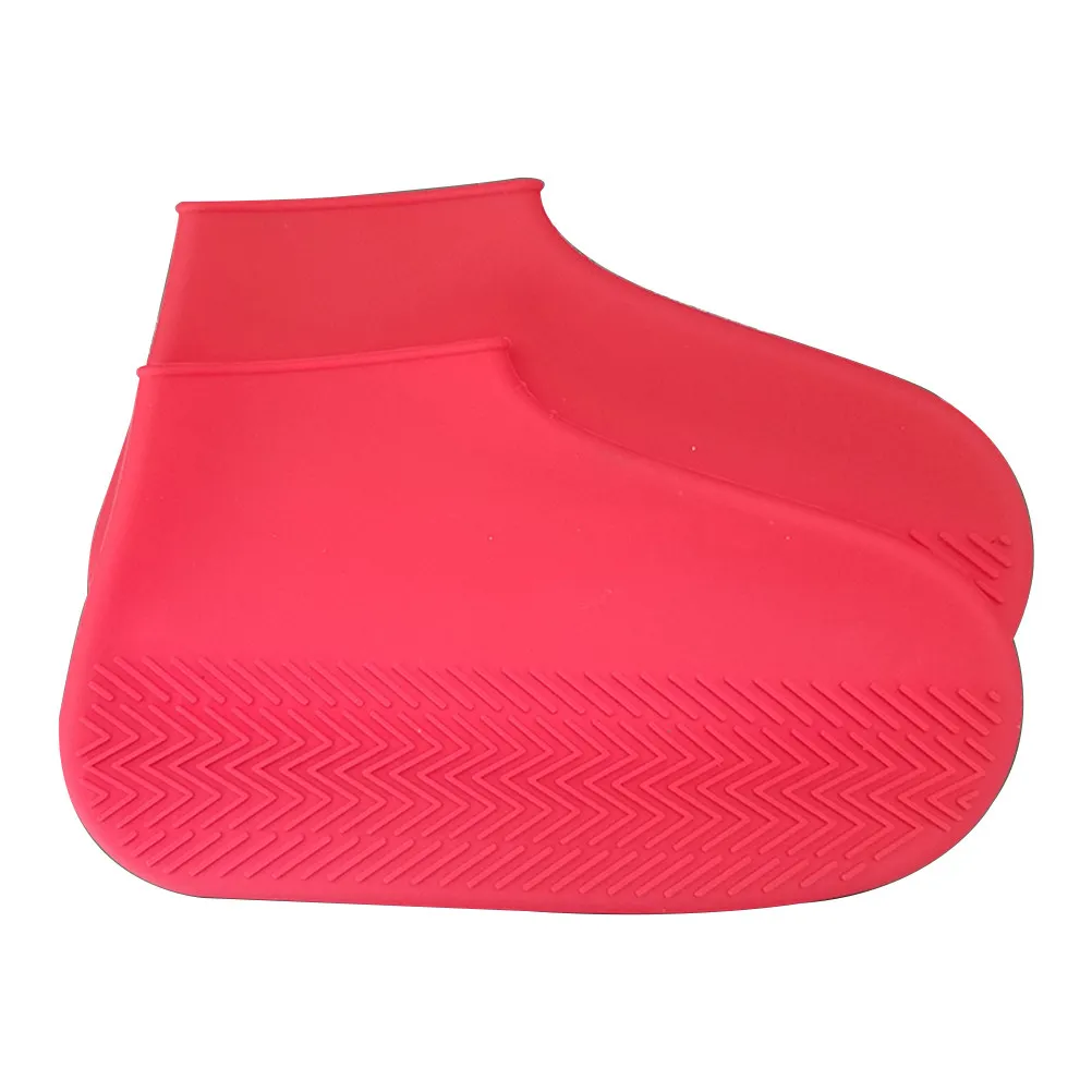 

Pair Silicone Shoes Covers Thicken Waterproof Slip-Resistant Anti-Skid Overshoes for Camping Fishing Cycling Red Large Adult