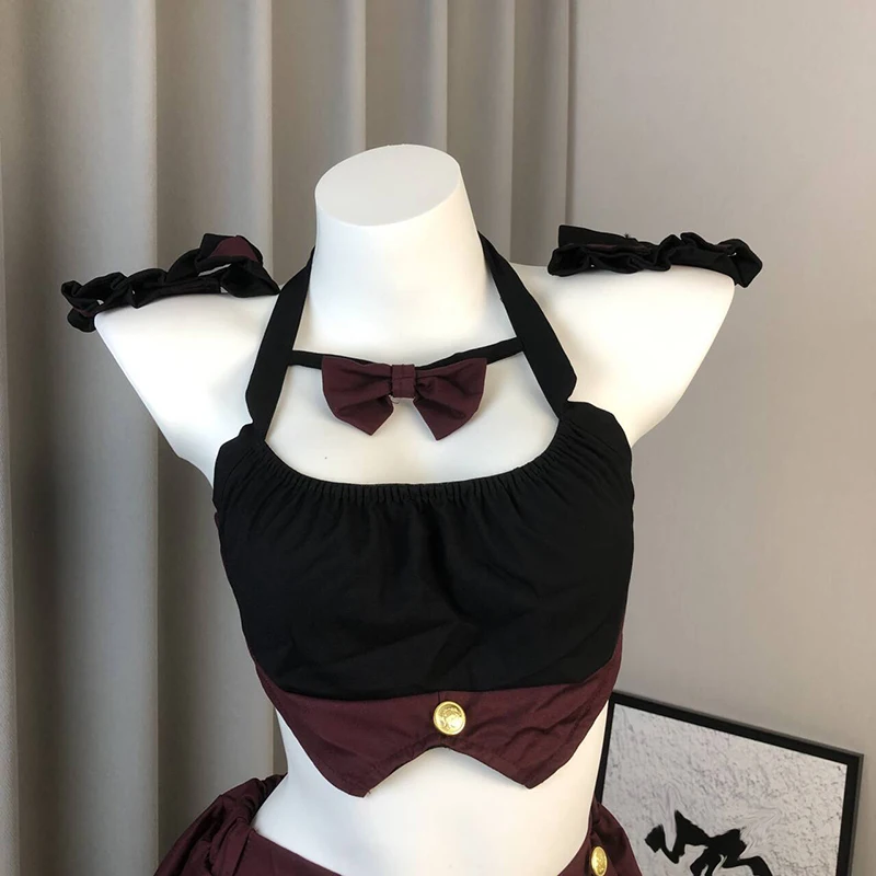 Large size sexy porno lingerie spicy girl tempting bow expose back pleated skirt college style JK cosplay uniform sex suit - view 2