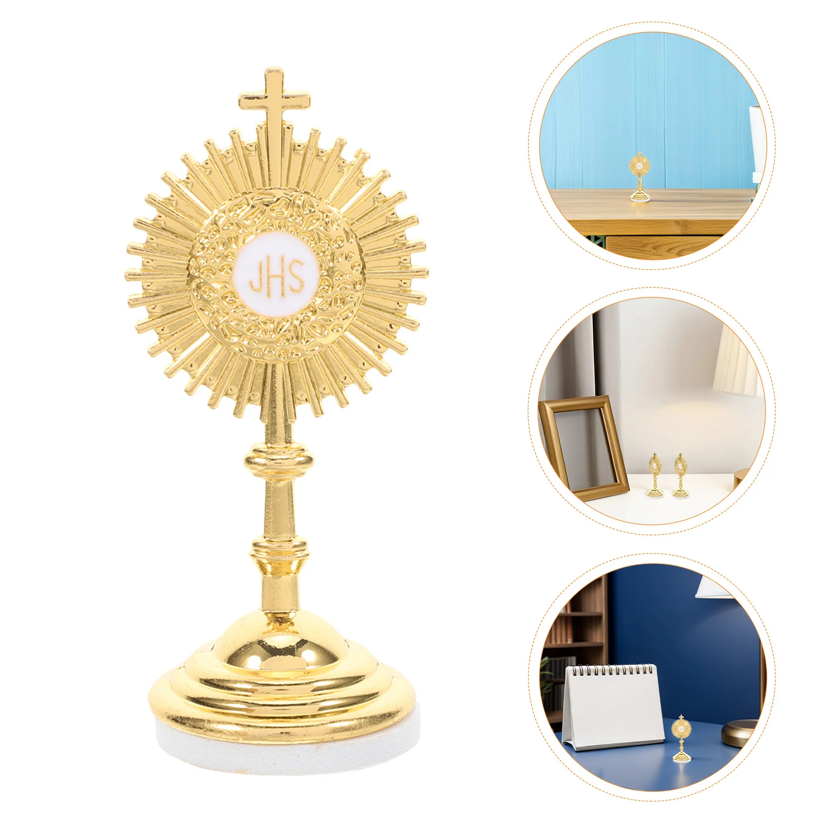 

8Pcs Catholic Metal Crucifix Standing Cross Base Zinc Alloy Jesus Statue Altar Chapel Prayer Religious Tabletop Display