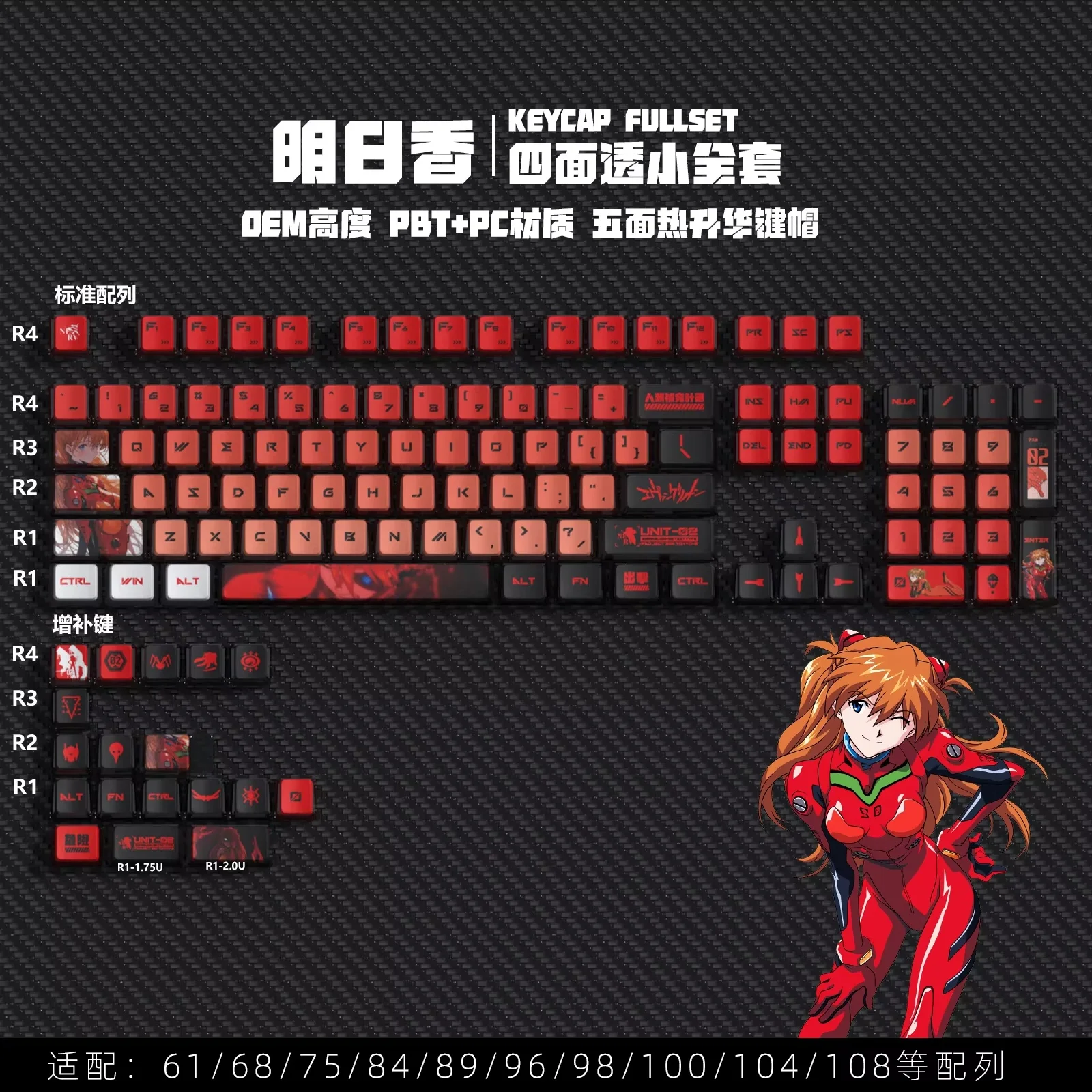 Capuchons de touches transparents en PBT à sublimation thermique, à quatre faces, pour figurine Evan Anime, en cristal transparent, en stock, idéal pour les cadeaux