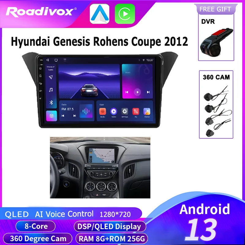 

roadivox Android car radio for Hyundai Genesis Rohens Coupe 2012 stereo GPS Navigation video Multimedia Player tape recorder