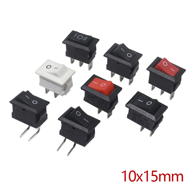 【20-10PCS】10x15mm KCD11 Rocker Switch ON-OFF / ON-OFF-ON 2Pins/3Pins Mini Push Button Switch