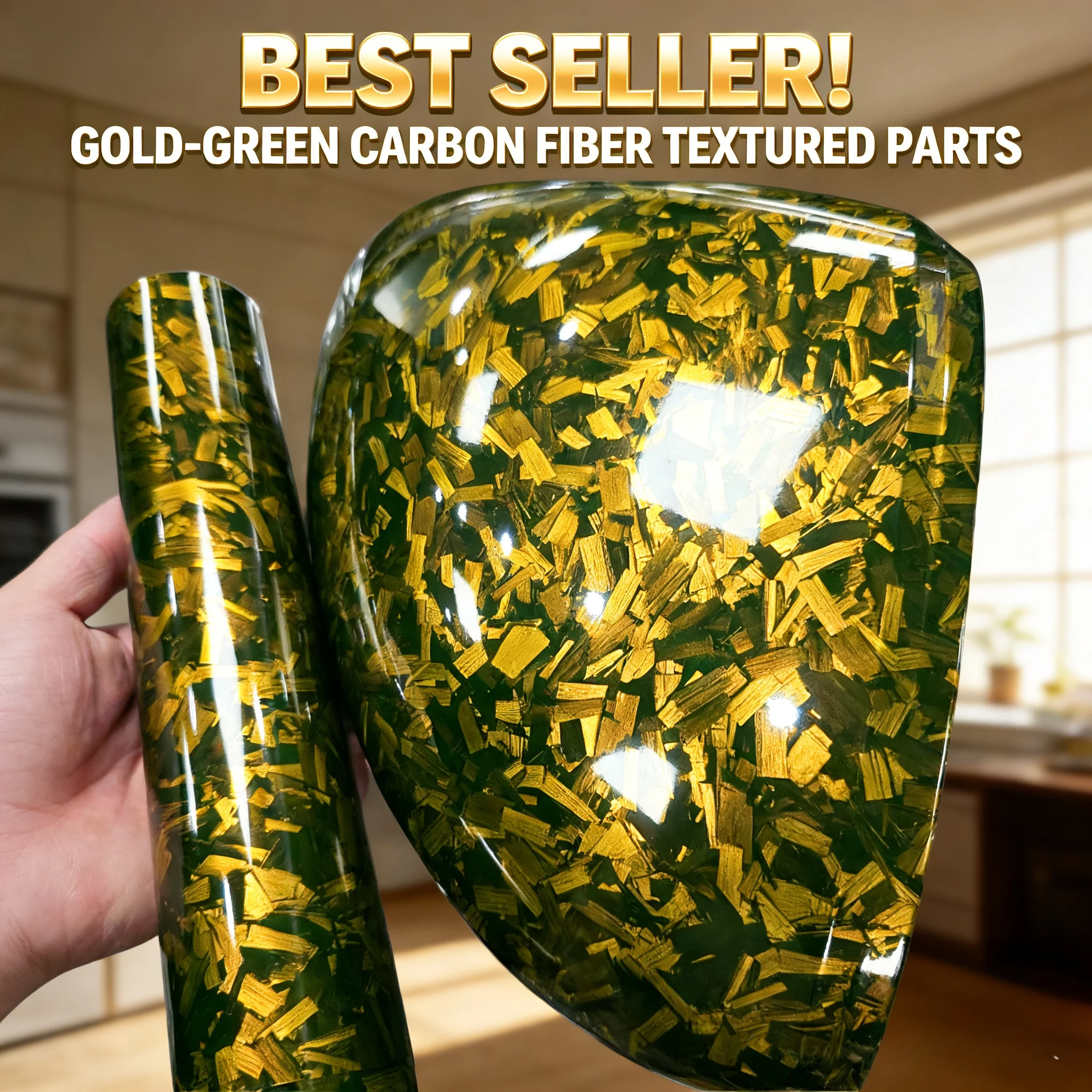 Motorradhelm-Aufkleber Auto Hochglanz Glänzende Geschmiedete Blumen-Carbon-Gold-Folierung Vinyl Auto-Wrap Motorräder Autokarosserie-Folien