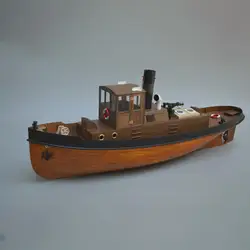 1/18 RC Tugboat Model Kit DIY Ręcznie składana symulowana retro model łodzi parowej z drewna orzechowego Model holownika Zabawka Prezent