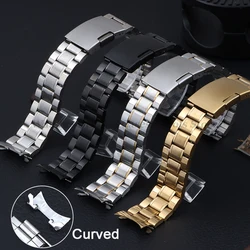 Curved End Stainless Steel Band 20mm 22mm Universal Replacement Strap for Seiko for Rolex Bracelet Men's Metal Watch Accessories