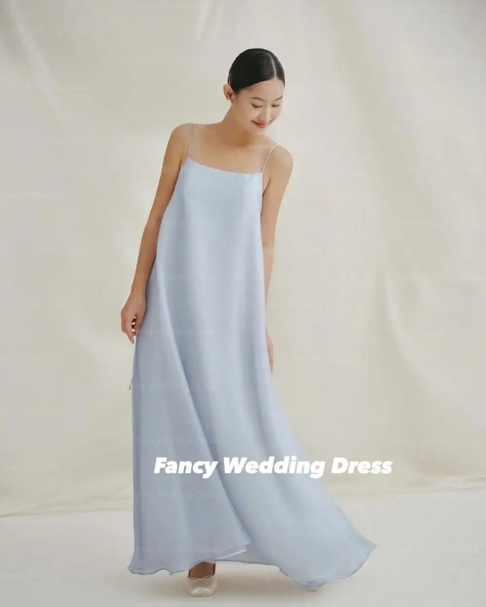 Fantaisie princesse été Organza robe de mariée corée séance Photo une ligne dos fleur soirée robes d'anniversaire sans manches personnalisé