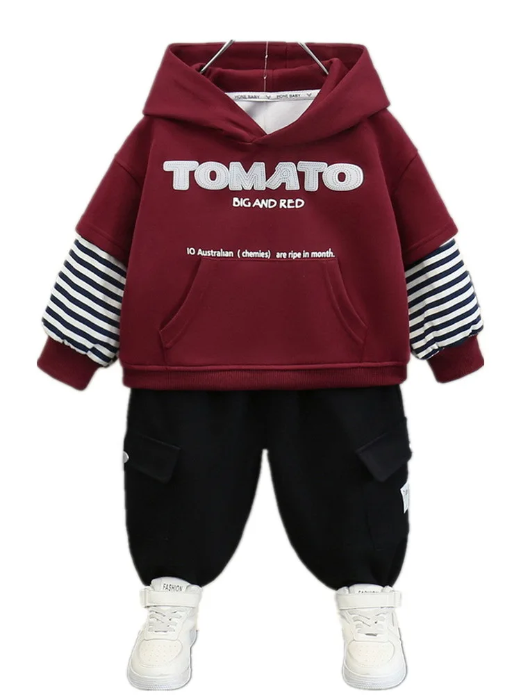 

Spring Autumn Outfit New Style Children's Casual Clothing Sets Boys Patchwork Hoodies and Pants 2Piece Suit Boys Tracksuit 2-11Y