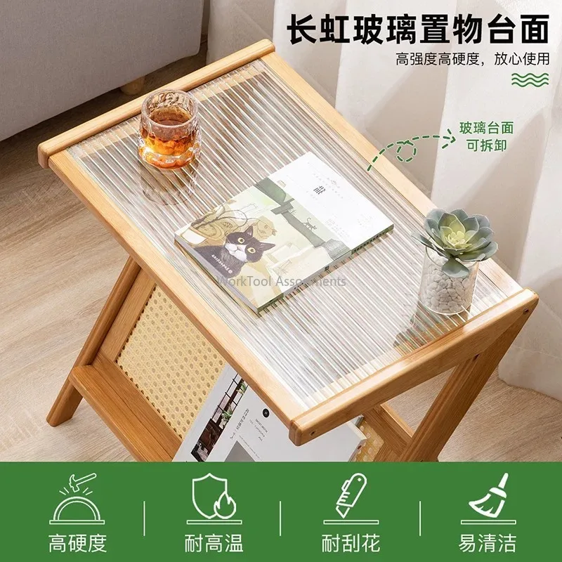 Z Shaped Side Table Creative Tea Coffee Table With Rack For Household Sofa Corner Living Room Bedroom