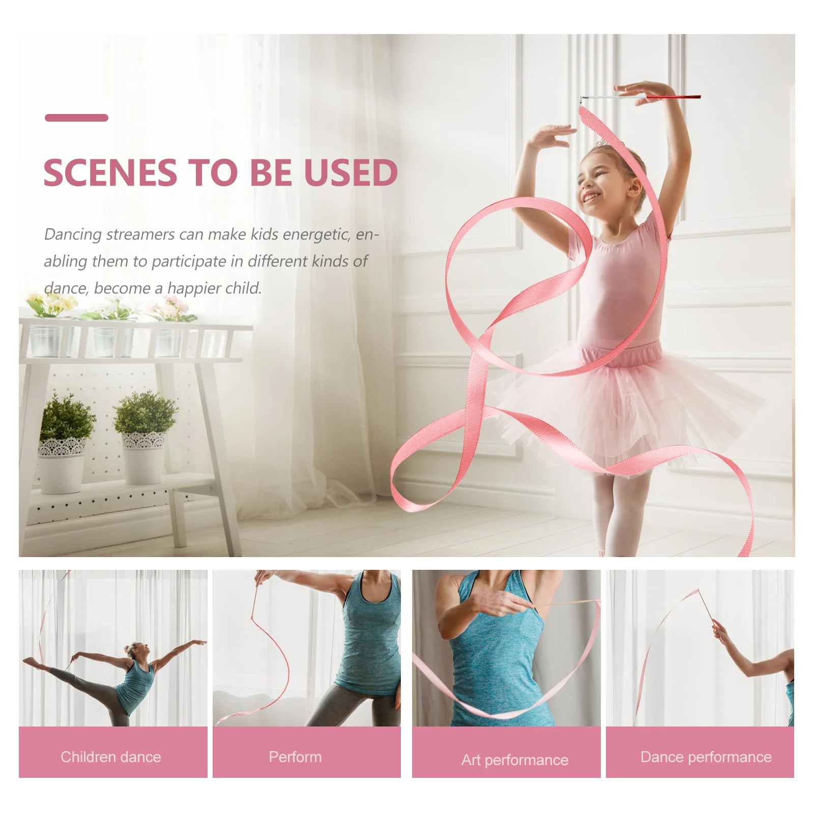 

5pcs Durable Ribbons Gym Ribbon Satin Streamers Durable Wands Dance Twirling Gymnastics Art Streamers Fitness