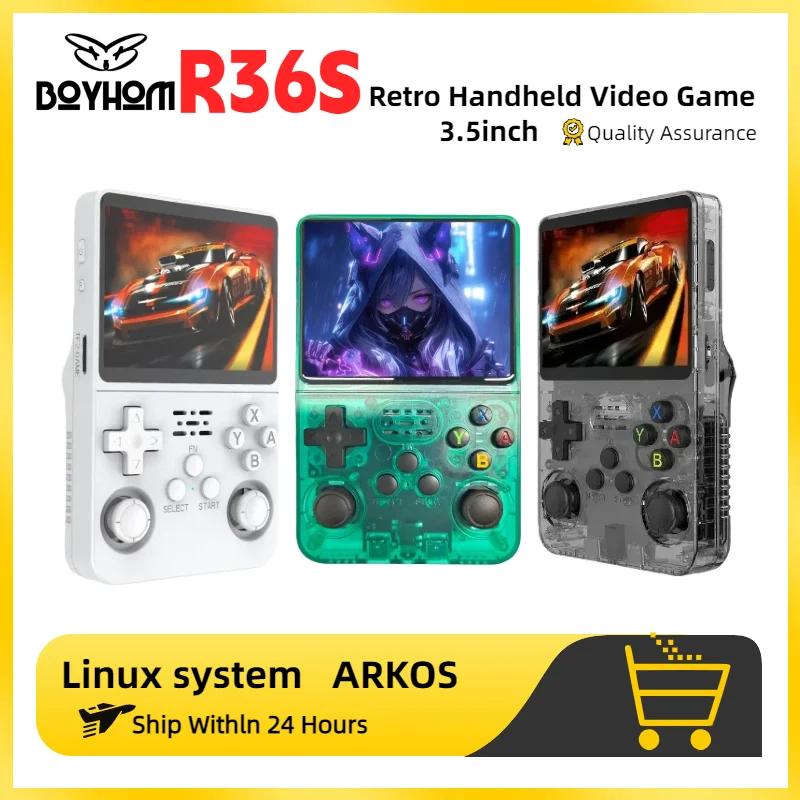 Retro Handheld R36S Video Game Console Linux System 3.5 Inch IPS Screen  Portable Pocket Video Player 64GB 128GB