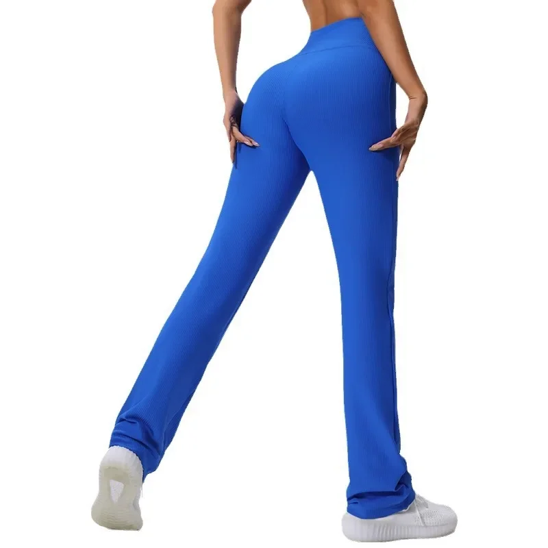 Women Tight Sports Flared Leggings Wide Leg Workout Yoga Fitness Tummy Tuck Flare Pants Gym Sports Trousers Casual Slim Clothing