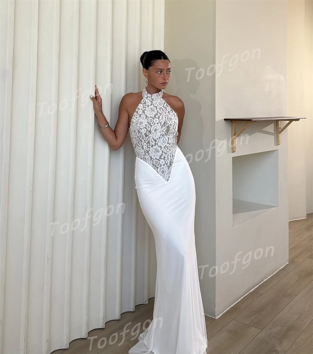 Toofgon sexy sereia halter vestidos de noite de casamento princesa cintura formal vestidos de festa vestido de noivado personalizado