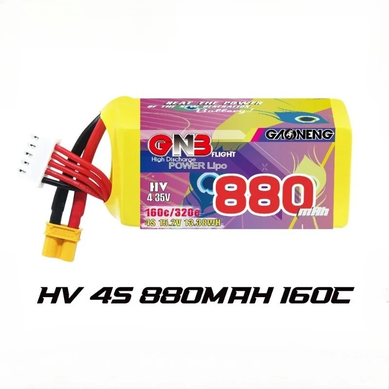 1pcs new GNB 4S 880mAh 15.2V 160C/320C HV Lipo Battery With XT30 Plug for FPV Airplane Helicopter Drone Quadcopter Parts Battery