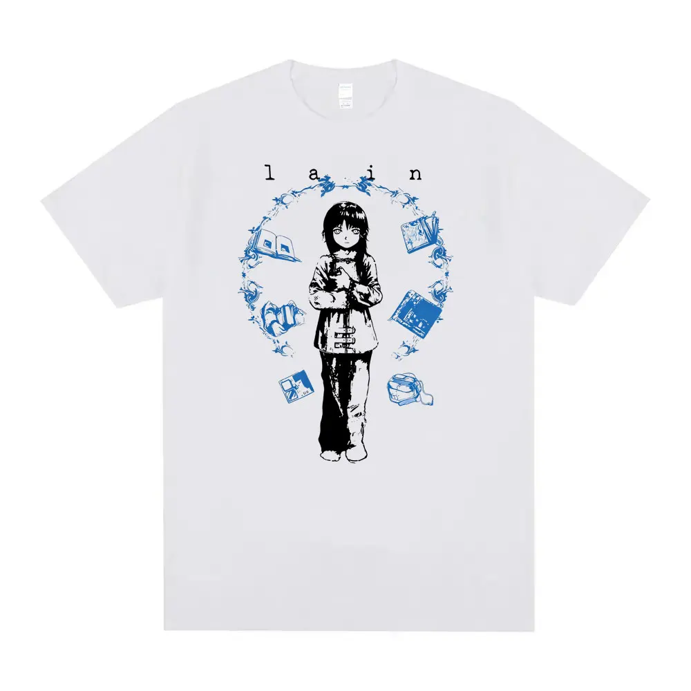 Anime Serial Experiments Lain Graphic T-shirt Y2k Manga Girl Sci Fi Vintage T Shirt Men Women Fashion Casual Oversized T-shirts