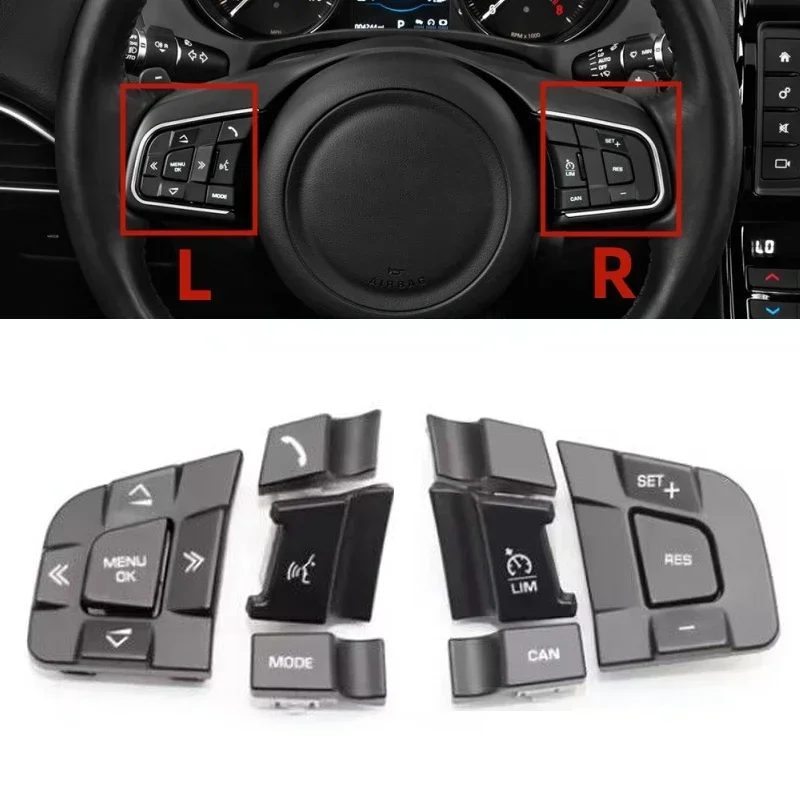 For Land Rover Discovery Sport Jaguar XE XF Multifunction Steering Wheel Switch Cover Lid Volume Control Button Cap Shell