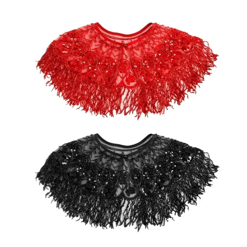 

L5YA Культурная очаровательная накидка из бисера, современный дизайн с бахромой, праздничная одежда для женщин