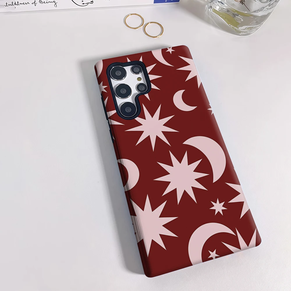 Star Geometry Phone Case for Samsung Galaxy S25 Ultra S24 S23 Ultra Plus Shockproof Double Layer Back Cover