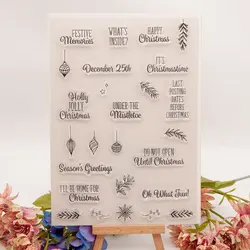 Happy Christmas Phrase Stamp Clear Stamps Seal for DIY Scrapbooking Card Rubber Stamp Making Photo Album Handmade Crafts Decor