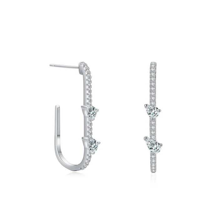 

S925 Sterling Silver Diamond Stud Earrings Women European American Ins Fine Jewelry