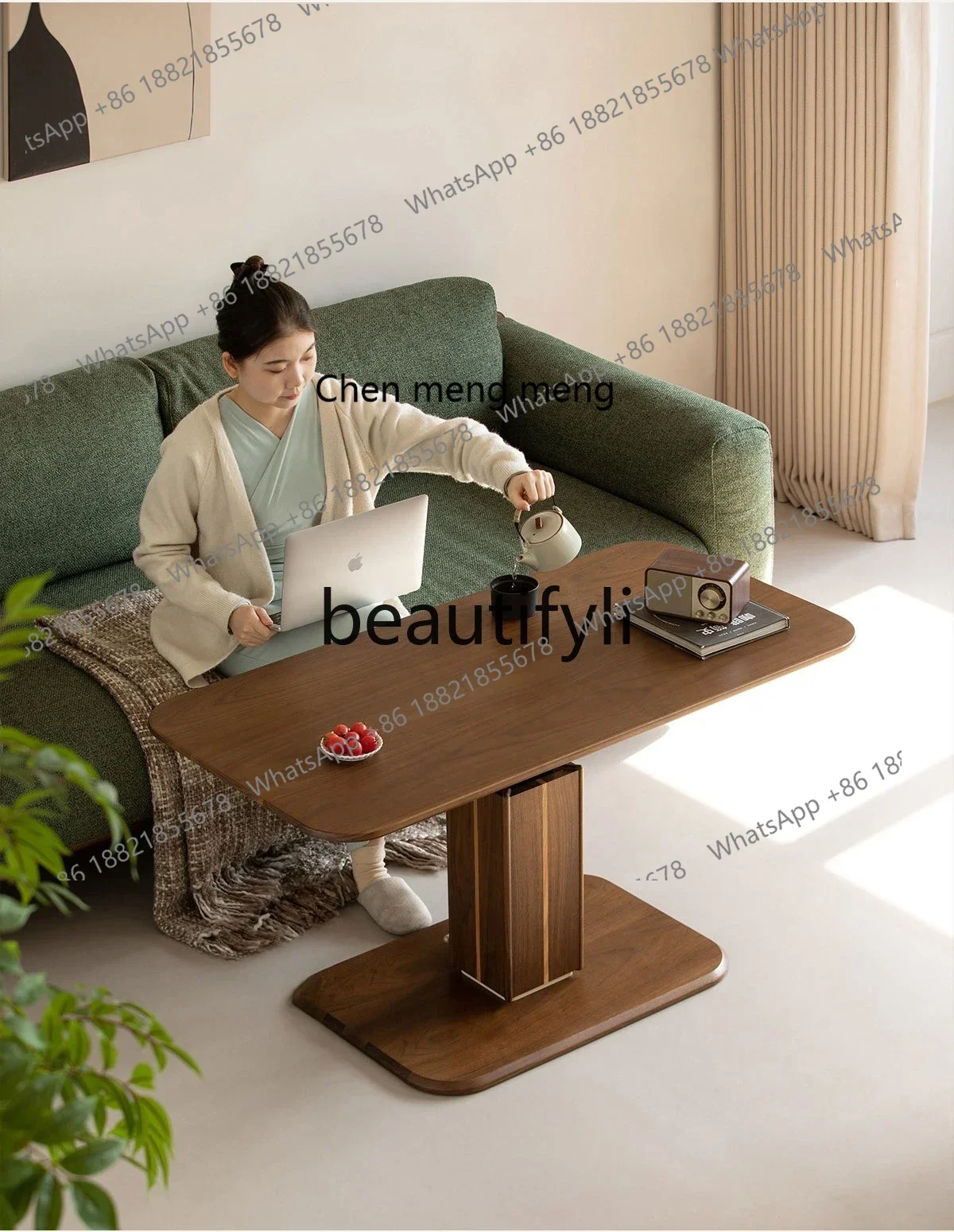 

Solid wood coffee table North American black walnut living room household multi-functional dining table apartment tea table55