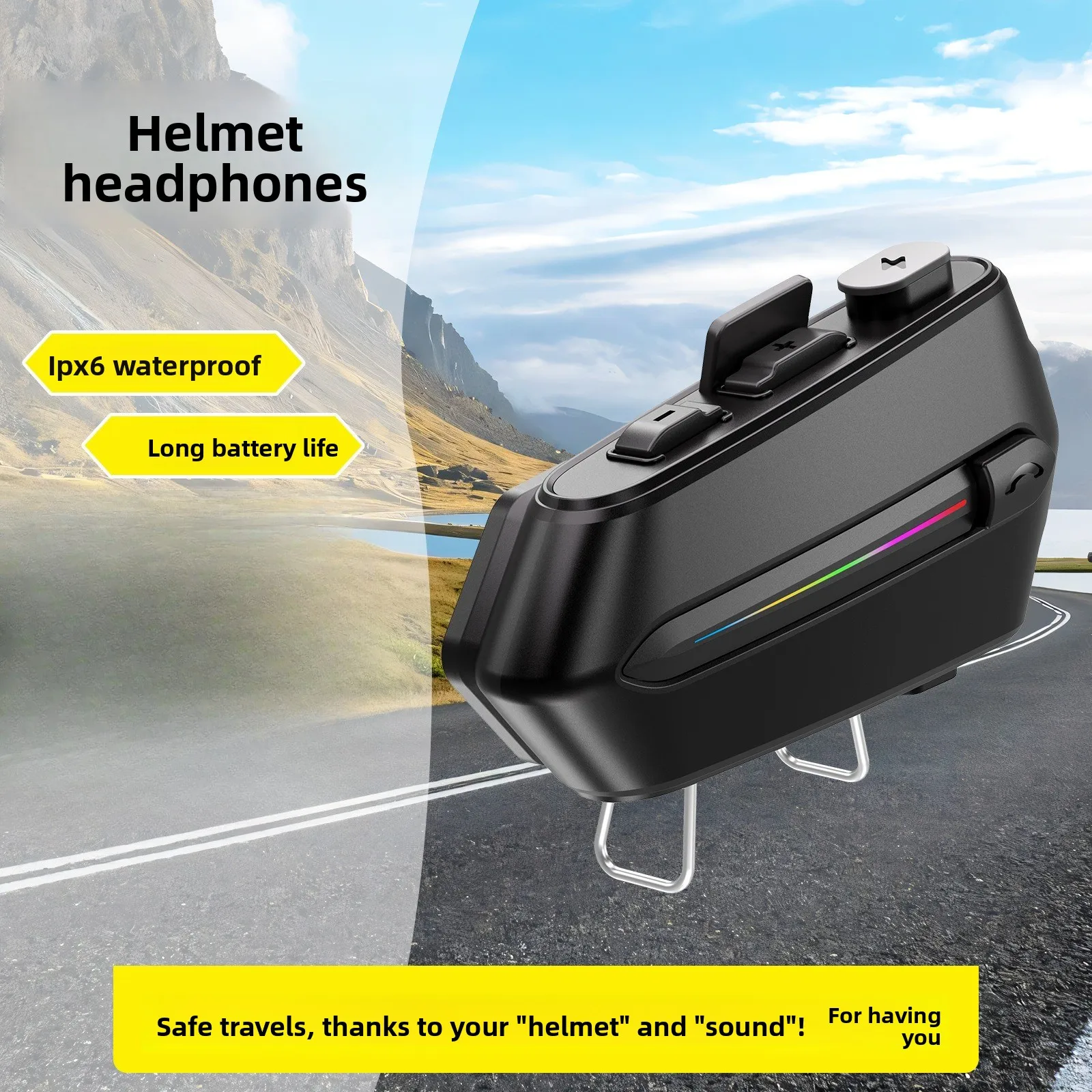 

New Helmet Bluetooth Headset Off-Road Cycling Waterproof Motorcycle Full Helmet Clip-on Ear Music Bluetooth 5.3