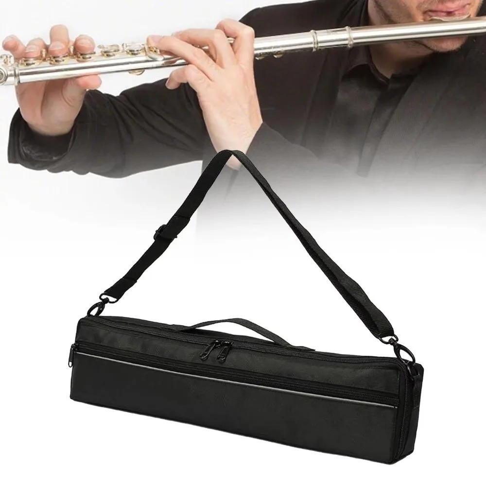 Handheld Flute Storage Bag Oxford 16 Hole Flute Carrying Bag Lightweight with Shoulder Strap Flute Bag Instruments Parts