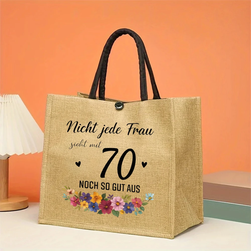 

Jute Tote Bag, Shopping Grocery Beach Bag,Birthday Gifts for 70th Birthday,Mother's Day,Christmas,Everyday Use,Travel,Shopping