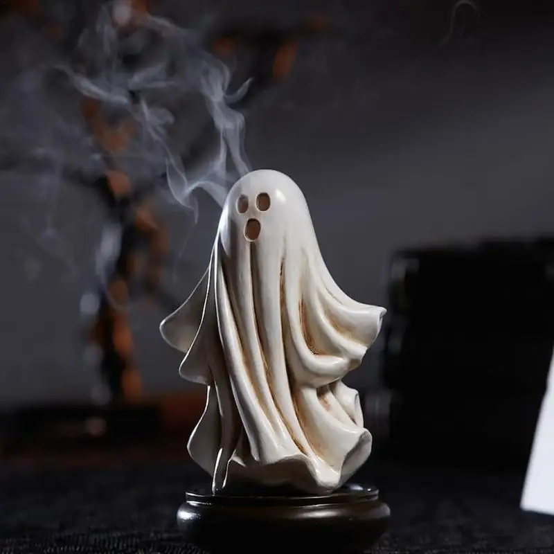 Halloween Ghost Scents Burner Ghost Incense Burner Holder Stove Cute Spooky Design Home Decoration for Yoga Room Work Area Study