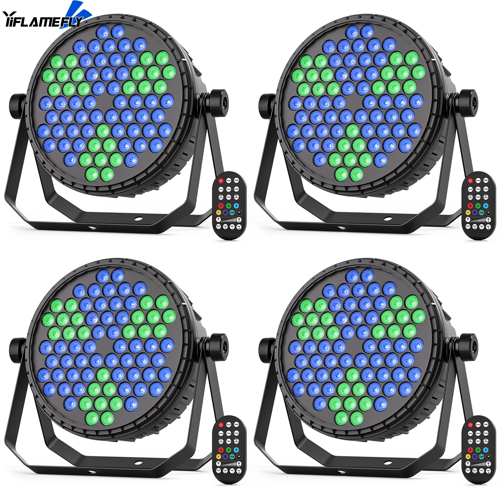 

Yiflamefly 4Pcs 72*3W RGB LED Par Light with Remote Control，DMX512 Control Auto Sound-Active Modes for Stage Club KTV Lighting
