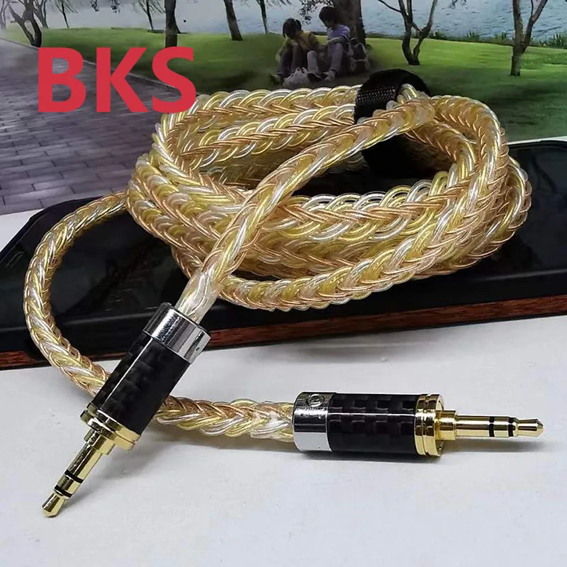 DIY 12-strands gold, silver and copper mixed knitting 7N OCC  HeadPhone Cable MMCX/0.78 2Pin 3.5mm 2.5mm 4.4mm Earphone Custom