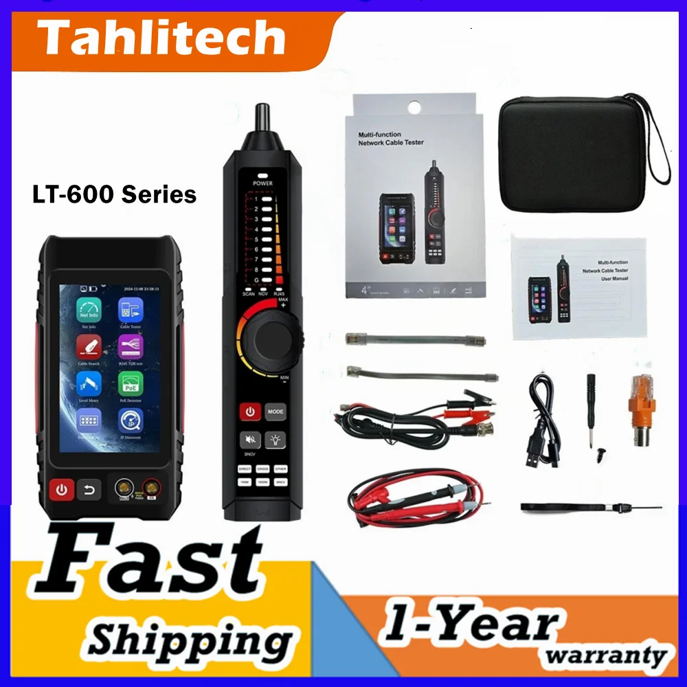 LT-600 Network Cable Tester Line Finding RJ45 LAN PoE Tester with IP Scan TDR Cable Length Measurement Network Cable Maintenance
